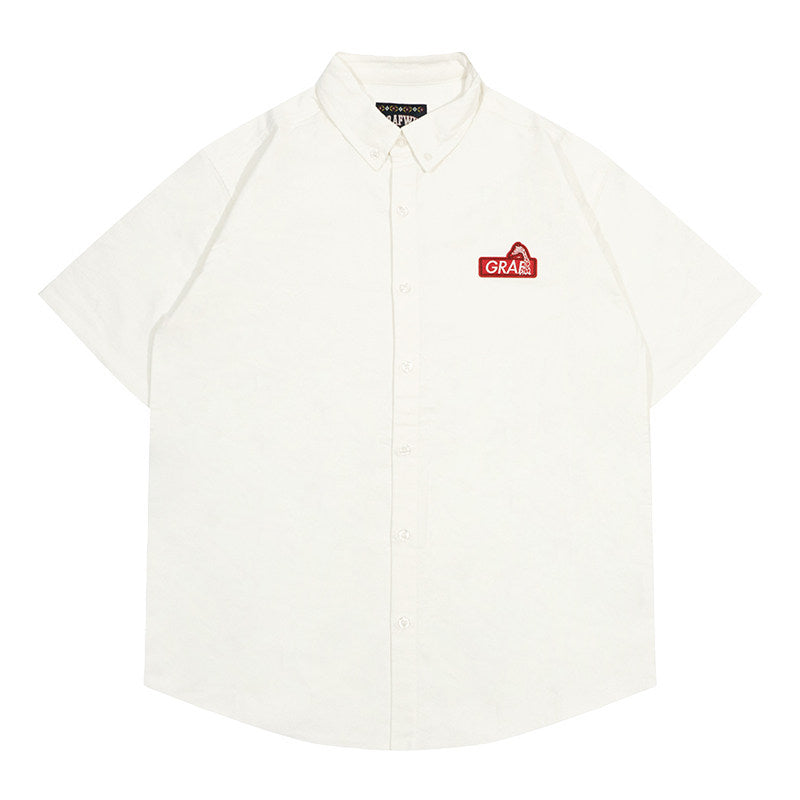 GRAF&WU Dopamine Suede Oxford Cloth Giraffe Logo Embroidered T-shirt