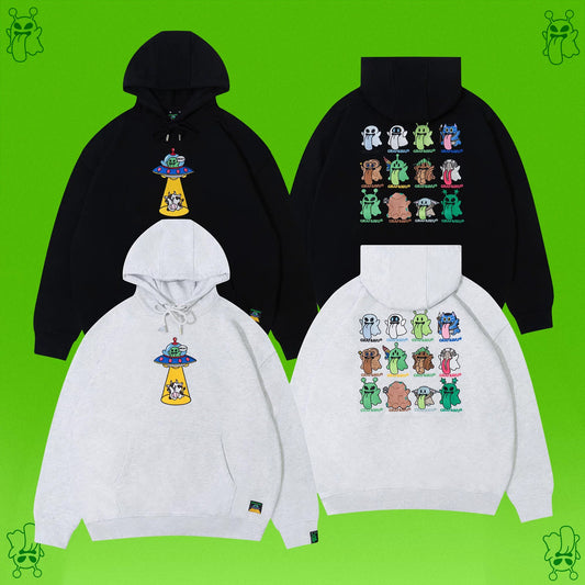 GRAF&WU Alien Ghost UFO Cow Graphic Hoodie