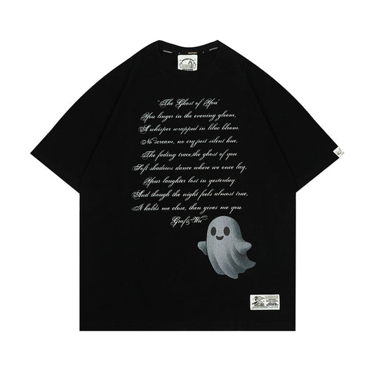 GRAFWU Booghost of you Sad Memories Poetry Text T-Shirts