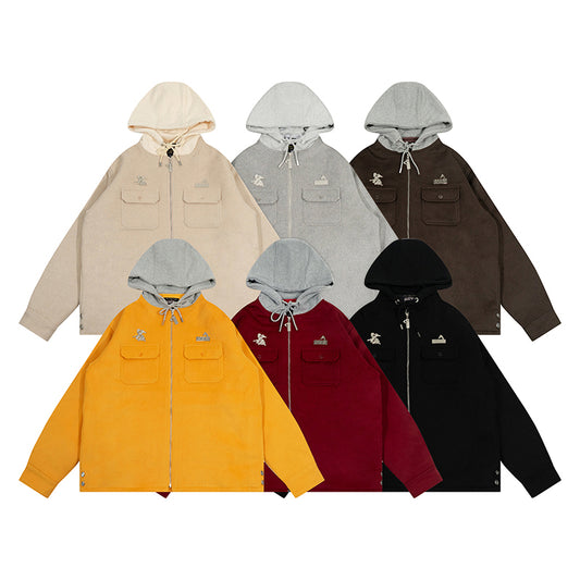 GRAF&WU Solid Wool Hooded Thickened Jacket