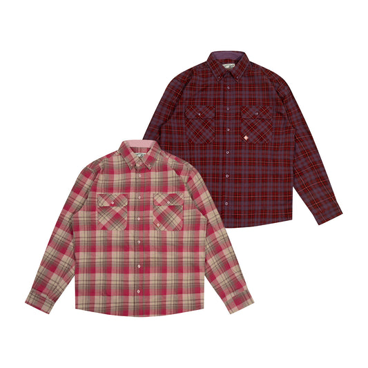 GRAF&WU Fashion Plaid Design Loose Cozy Cotton Long-sleeved Shirt