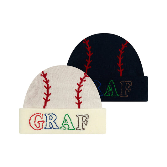 GRAF&WU Sports Baseball Style Red Stitched Design Cozy Warm Knitted Hat