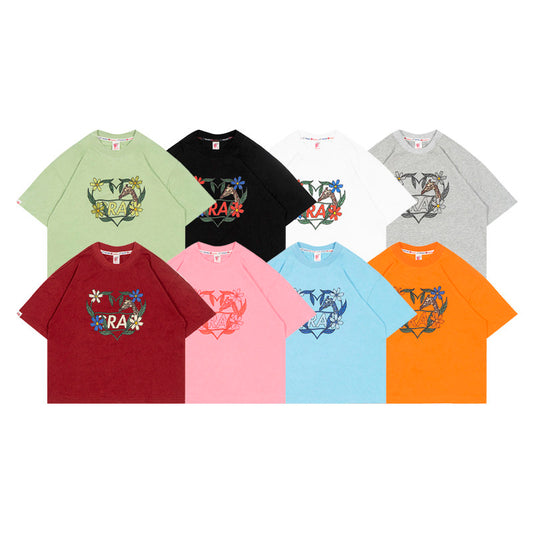 GRAF&WU Flower Heart Shape Deer Hot Girls Crop Top T-shirt