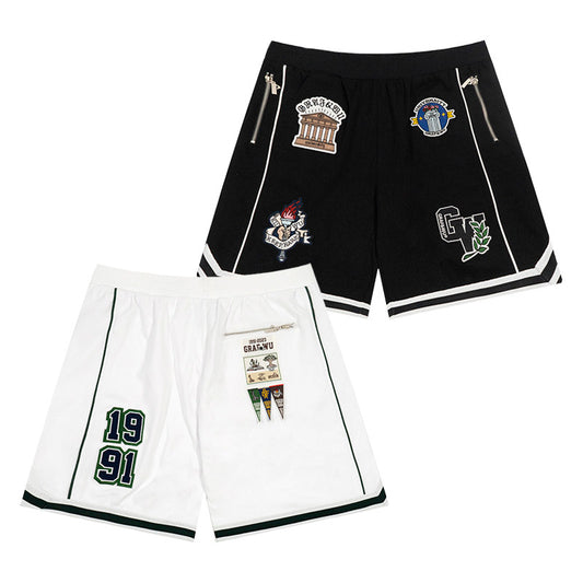 GRAF&WU Giraffe University Knowledge Power Embroidered Badge Shorts
