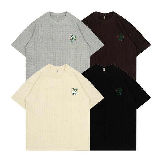 GRAFWU Letter Embroidery Luxury Knit T-Shirt
