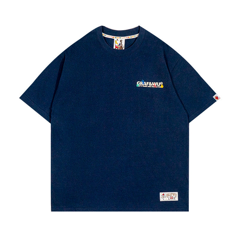 GRAF&WU Brand Letter Print Fashion 100% Cotton T-shirt