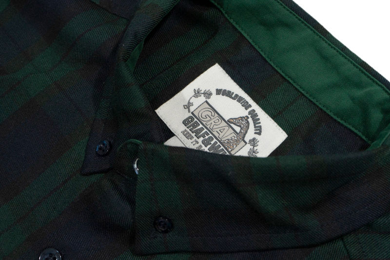 GRAF&WU Heart Floral Embroidered Vintage British Plaid Shirt Jacket