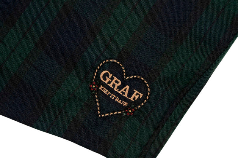 GRAF&WU Heart Floral Embroidered Vintage British Plaid Shirt Jacket