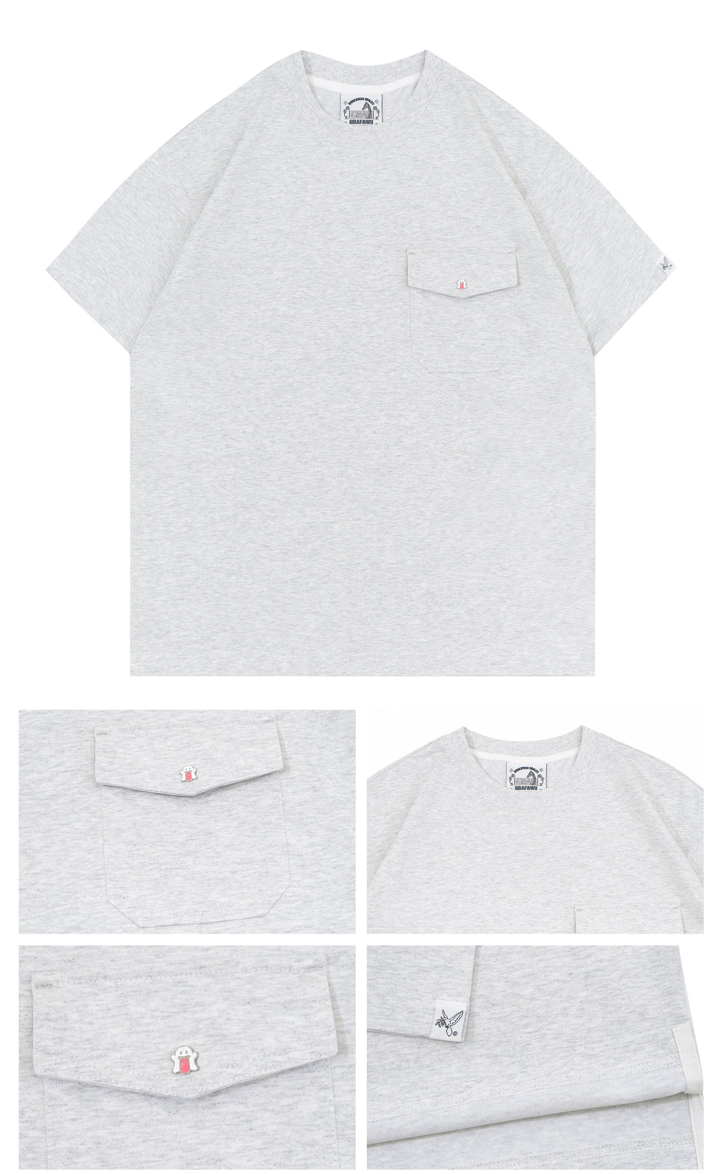 GRAF&WU Clean fit Style Fashion Pocket Design Cooling T-Shirt