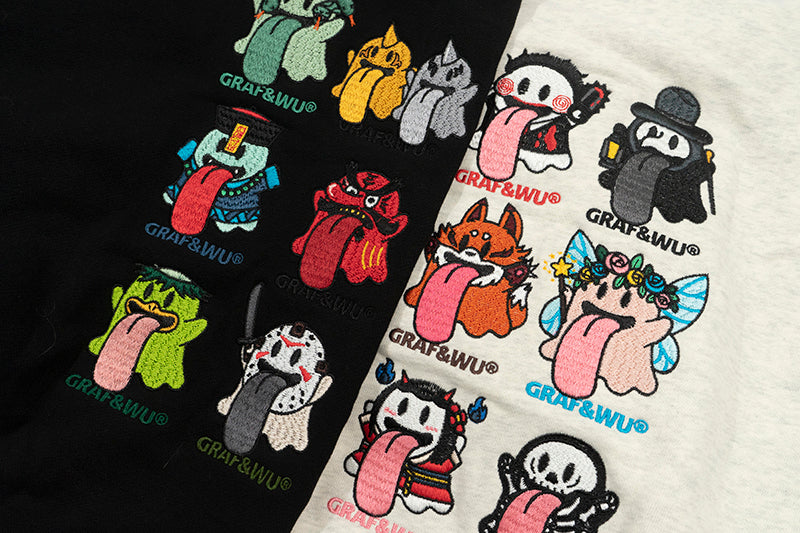 GRAF&WU Halloween Medusa Fairy 12 Cute Ghost Embroidery Hoodie