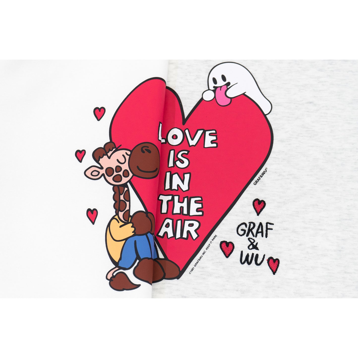 GRAF&WU Giraffe Cute Ghost Hug Love Boxy Fit Summer T-shirt