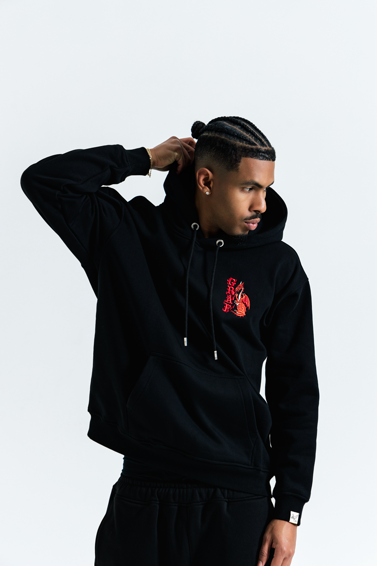 GRAF&WU Knight Slays Dragon Printed Street Hoodie