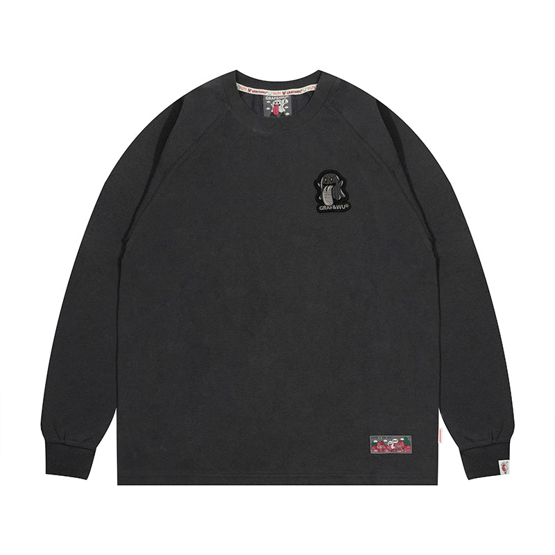 GRAF&WU Five Elements Cute Ghost Embroidery Long-sleeved Shirt