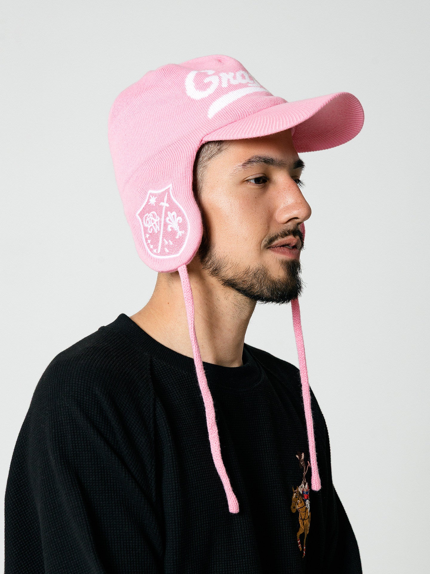 GRAF&WU Badge Embroidered Cycling Earflap Knitted Wool Hat | Winter Trapper Hat