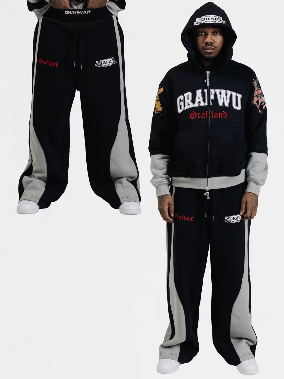 GRAF&WU Knight Graphic Zip-Up Hoodie