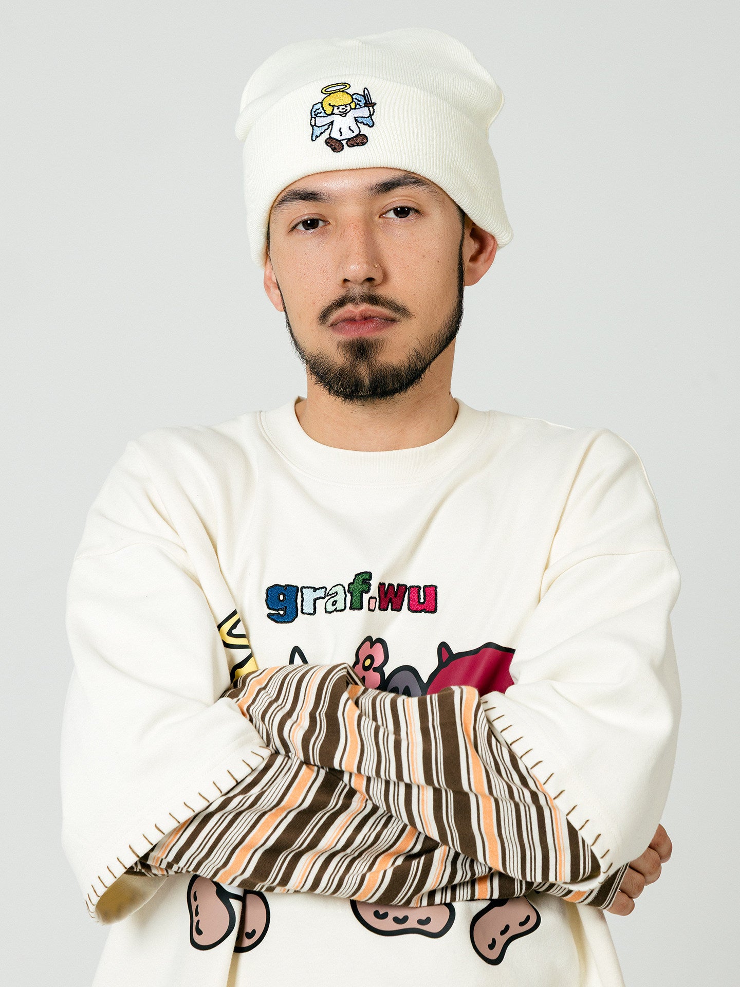 GRAF&WU Cartoon Demon Angel Colorful Embroidered Hip Hop Wool Hat