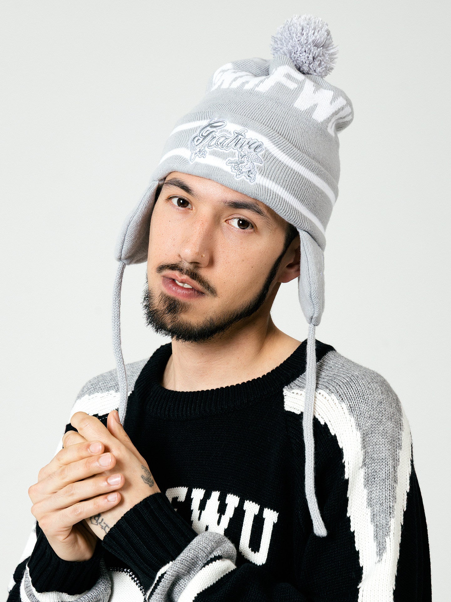 GRAF&WU AK47 Angel Badge Embroidered Pilot Earflap Knitted Hat