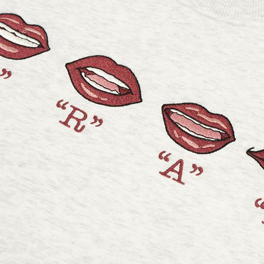 GRAF&WU Lips Say GRAF Lip-sync Embroidery Hoodie Cozy Sweatshirt
