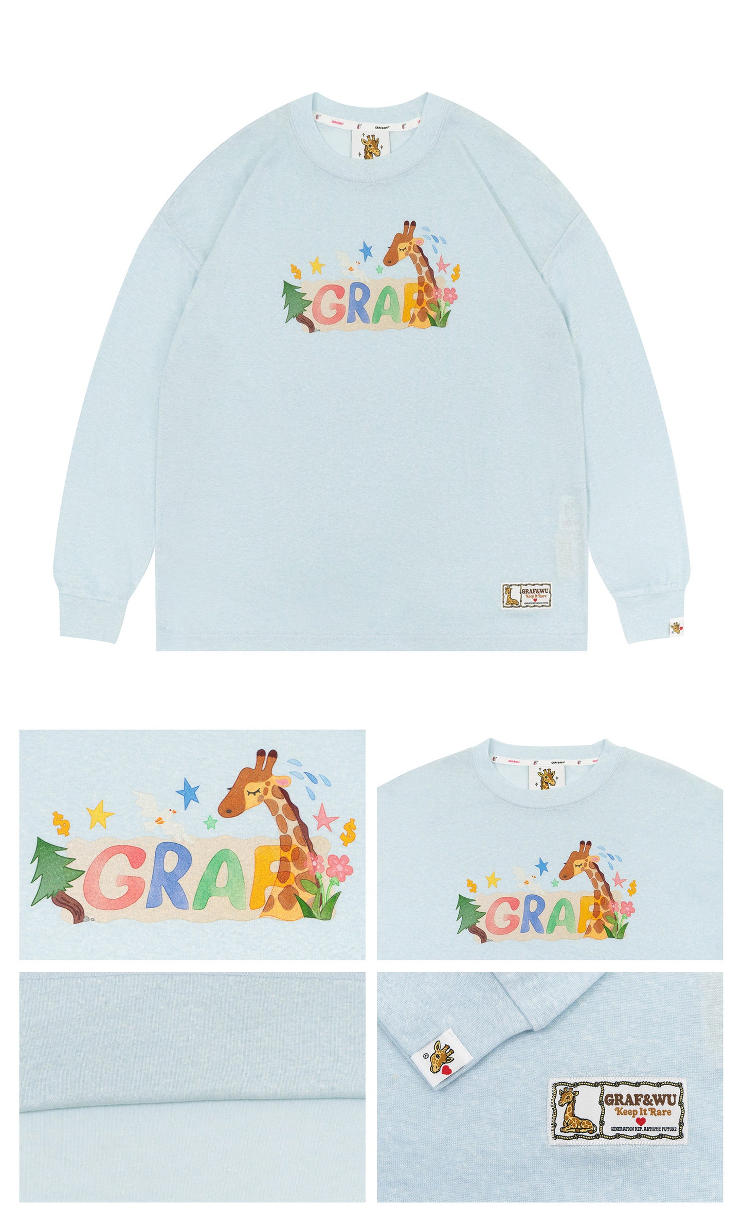 GRAF&WU Watercolor Giraffe Design Lyocell Cool Sunscreen Blouse
