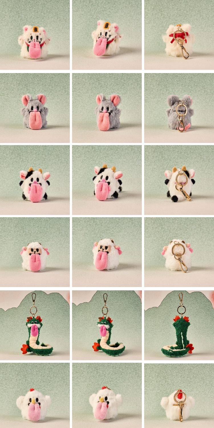 GRAF&WU Maneki-neko Chinese Culture 12 Zodiac Plush Keychains