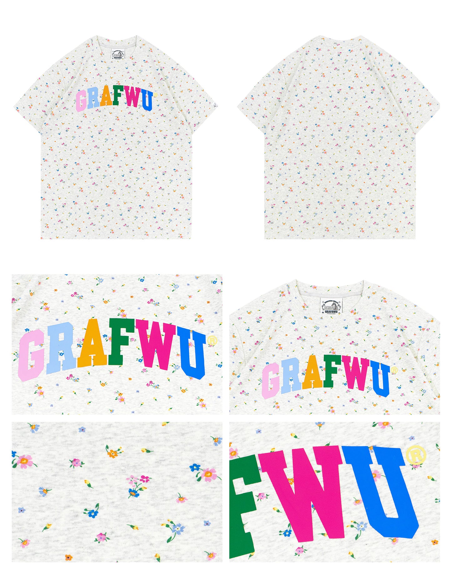 GRAF&WU Mini Floral Leopard Camouflage Print Cotton T-shirt