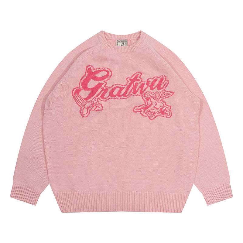 GRAF&WU Letter AK47 Little Angel Knitted Warm Sweater