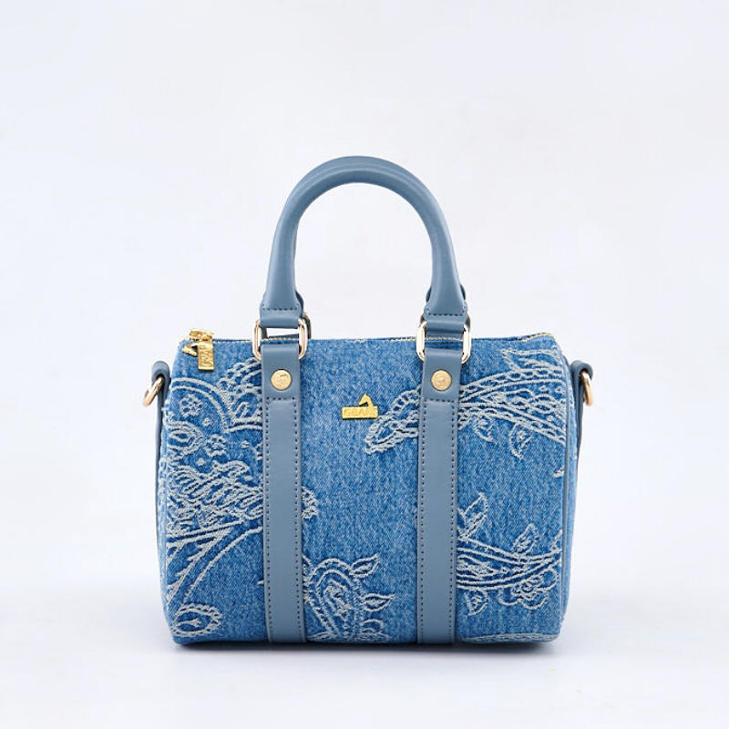 GRAF&WU Project Paisley Denim Crossbody Bag Angel Pattern Small Tote Bag