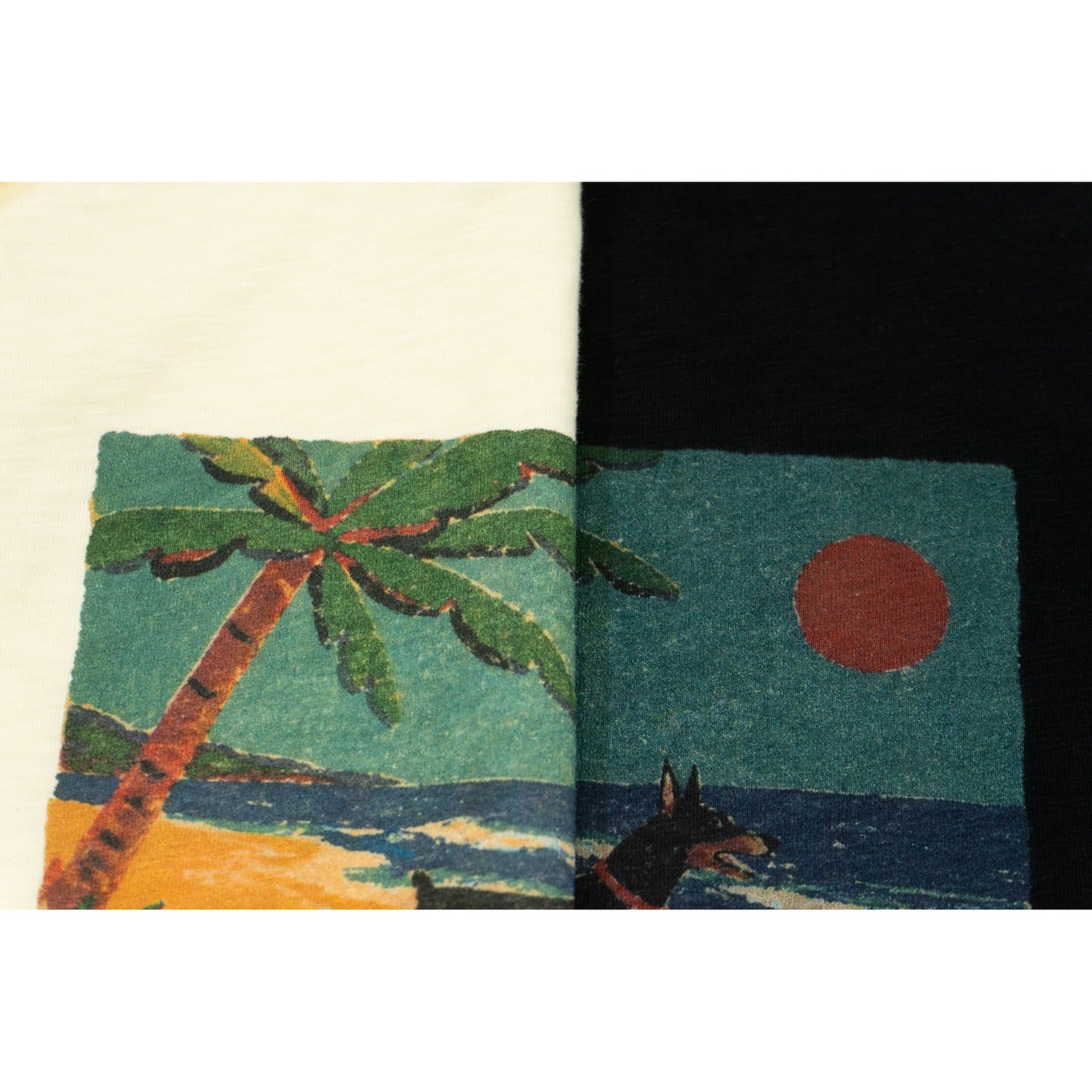 GRAF&WU Doberman Beach Running Oil Painting Pattern T-shirt