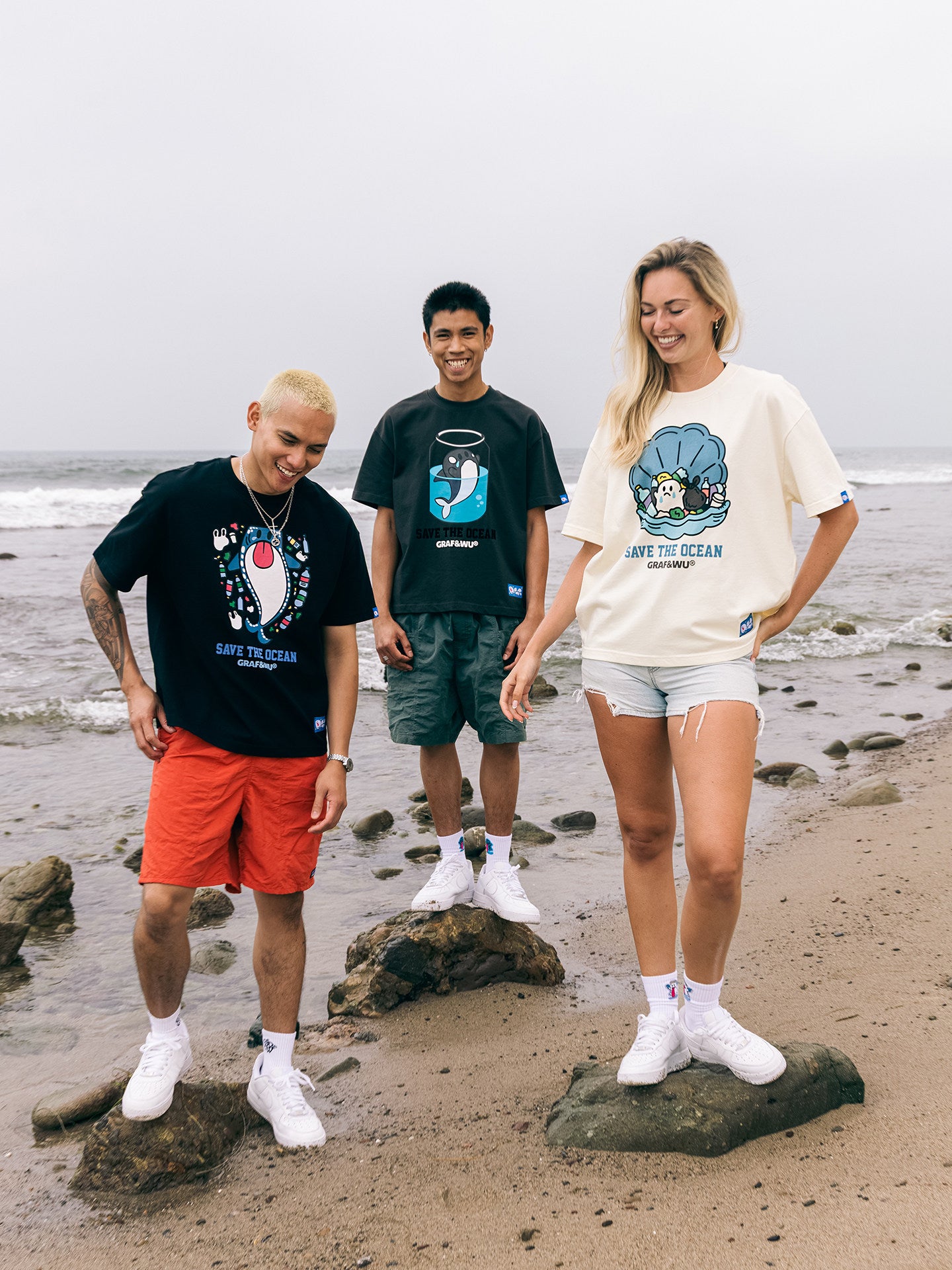 GRAF&WU Protect Ocean Nature Themed Cute Ghost T-shirt