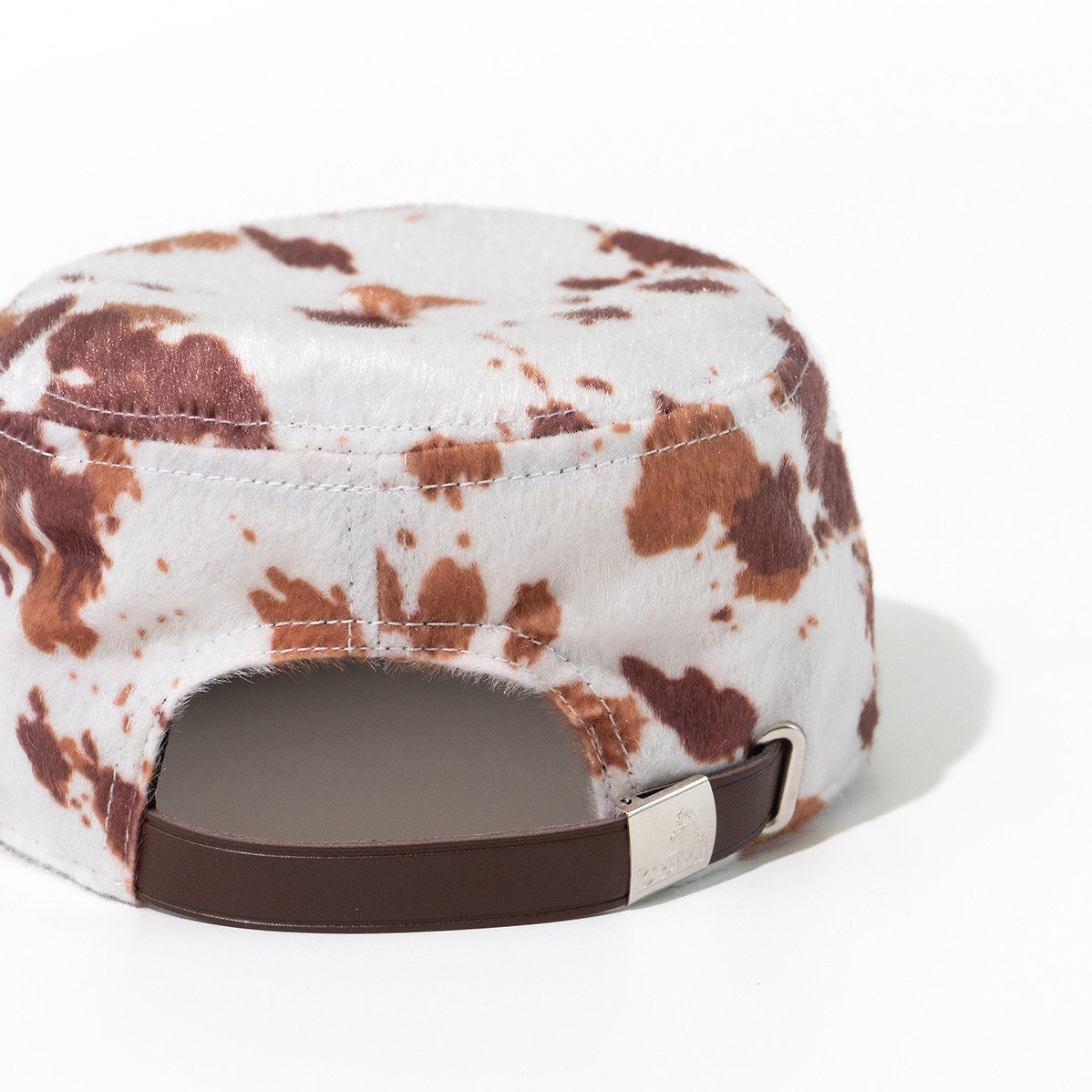 GRAF&WU Faux Pony Fur GW Embroidered Suede Western Style Flat-top Cap