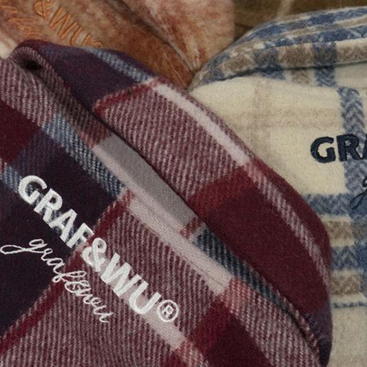 GRAF&WU Metal Deer Logo Woolen Checked Shirt Jacket