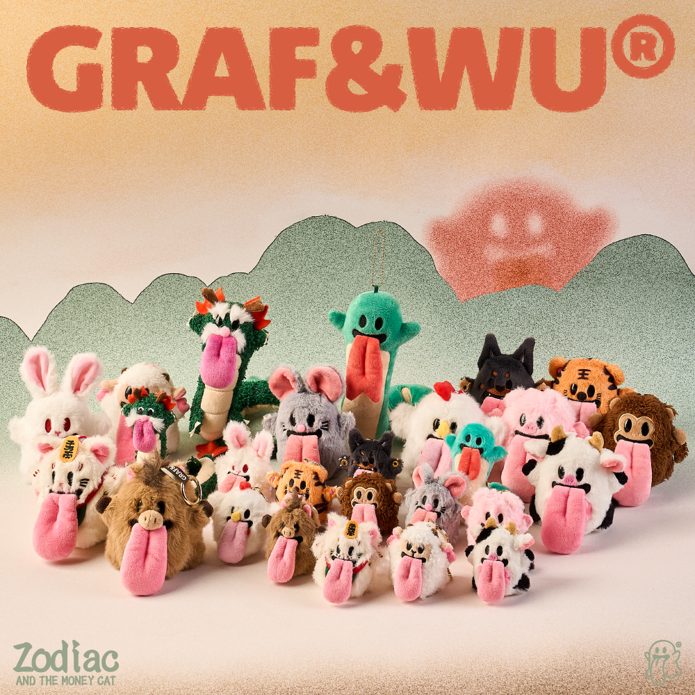 GRAF&WU Maneki-neko 12 Zodiac Signs Trend Bag Charm Plush Dolls