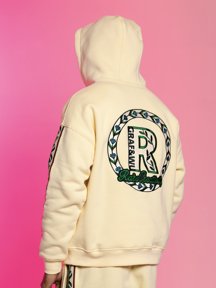 GRAF&WU Intellectual Property Flowers Embroidered Fleece Hoodie