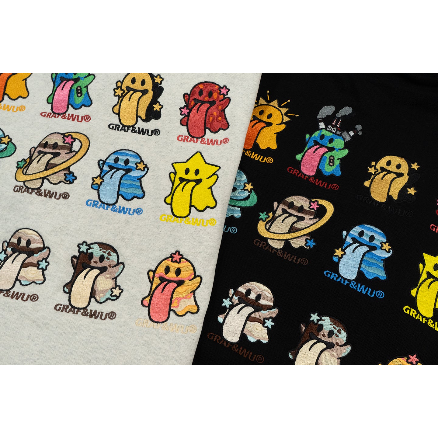 GRAF&WU Solar System 12 Planets Cute Ghost Character Hoodie