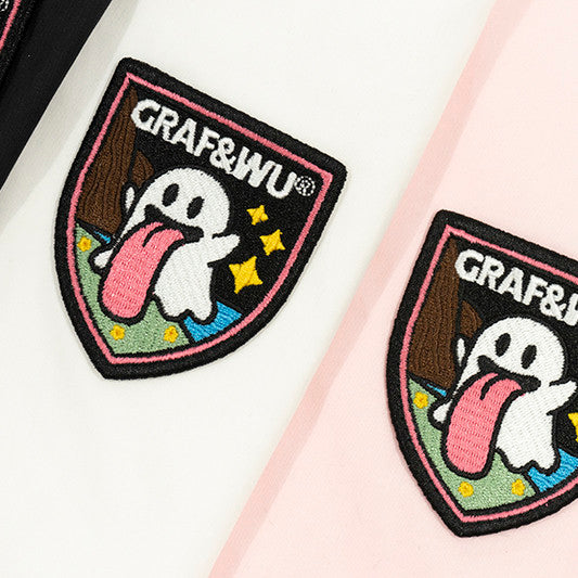 GRAF&WU Fun Button Embroidered Patch Vacation Polo T-shirt