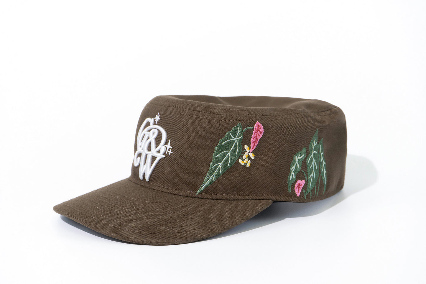 GRAF&WU Houndstooth Design Green Plant Embroidery Streetwear Cap