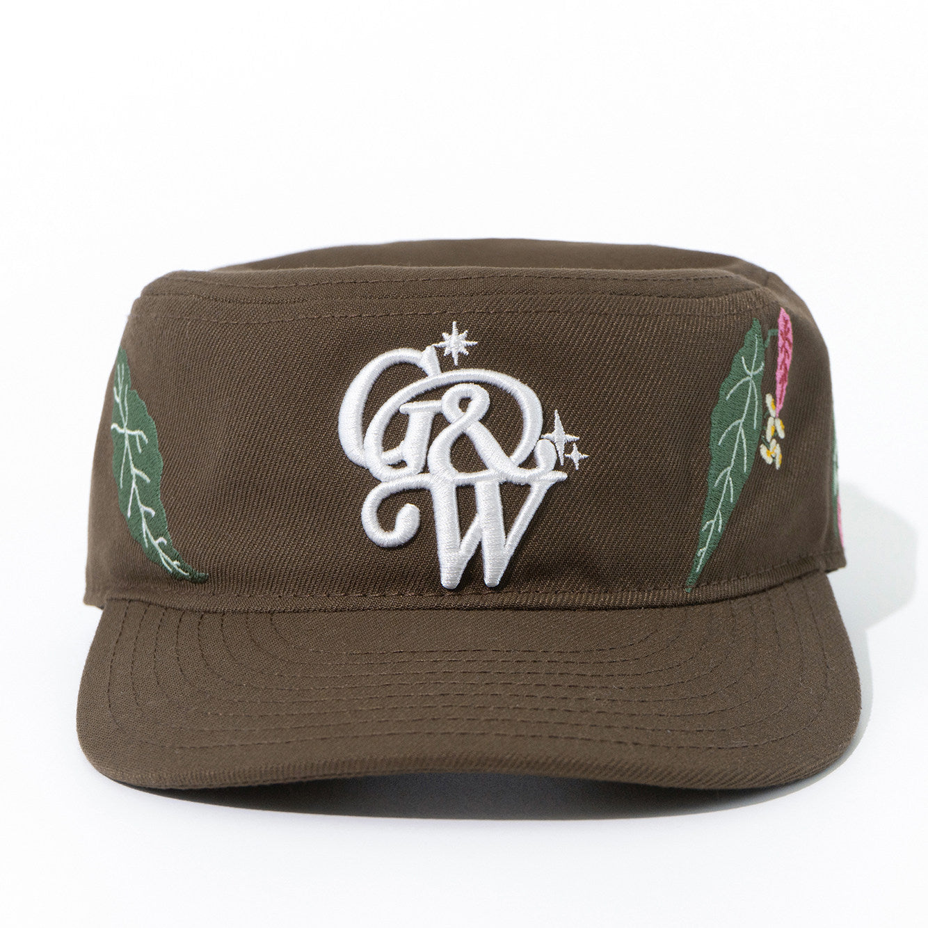 GRAF&WU Houndstooth Design Green Plant Embroidery Streetwear Cap