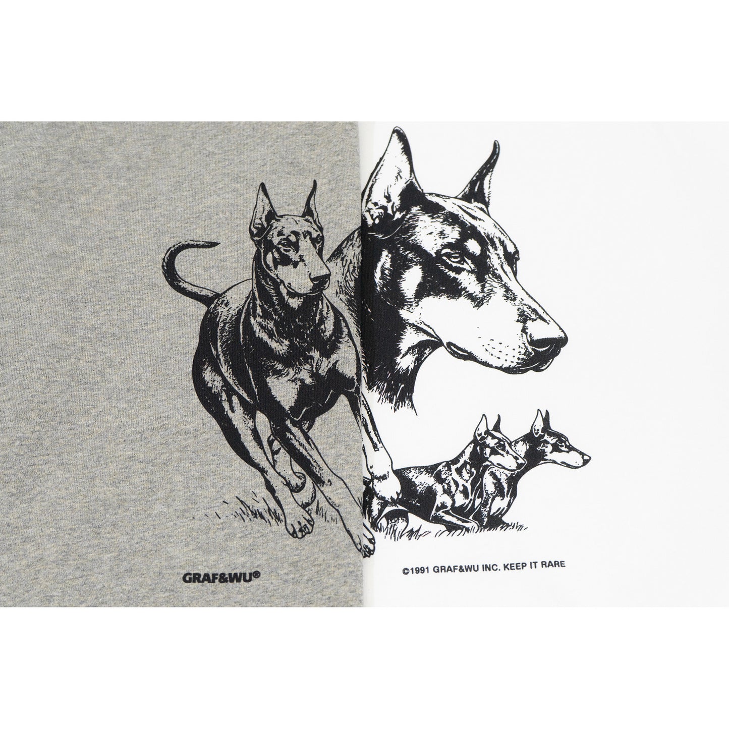 GRAF&WU Vintage Farm Doberman Sketch Boxy Fit T-shirt
