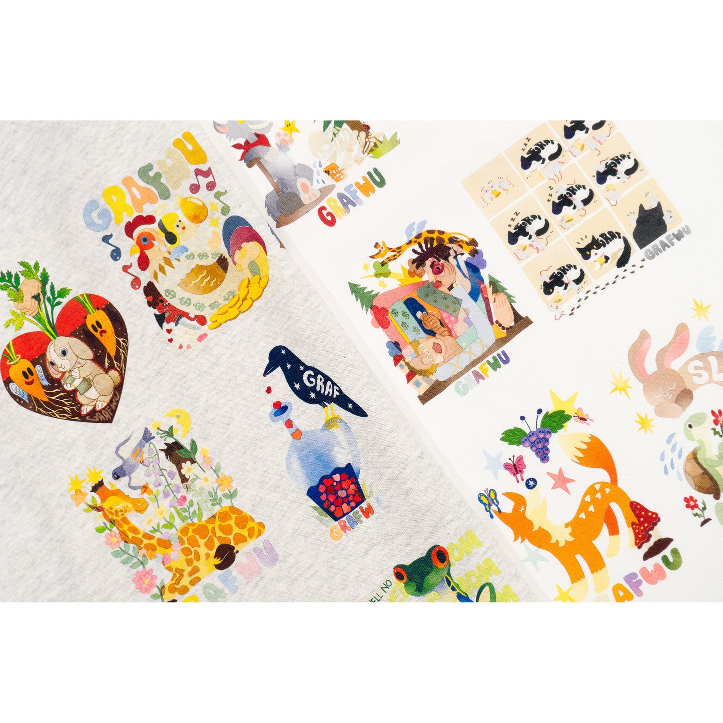 GRAF&WU 12 Giraffe Fables Art T-shirt Digital Inkjet Print Cotton Tee