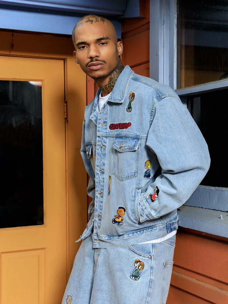GRAF X Peanuts【Snoopy Collaboration】Jeans Charlie Brown Lucy Embroidered Pants Baggy Fit Denim Trousers Men Women Classic Straight-Leg Denim