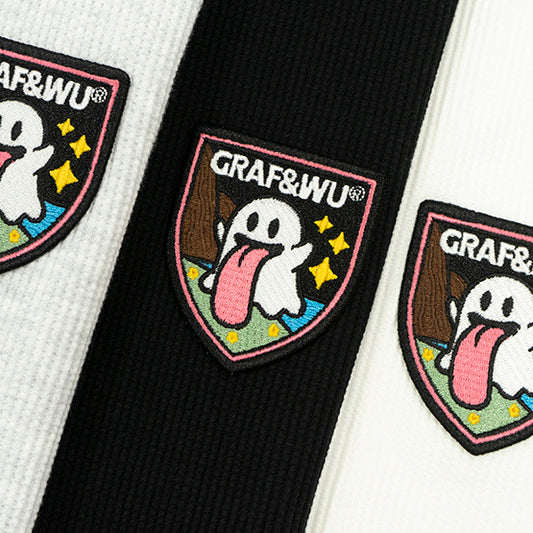 GRAFWU Cute Ghost Buttons and Retro Henry Collar T-Shirts