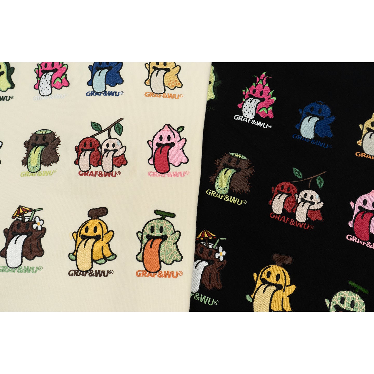 GRAF&WU Fruit Party 12 Fruit Cute Ghosts Embroidery Long-sleeves Shirt