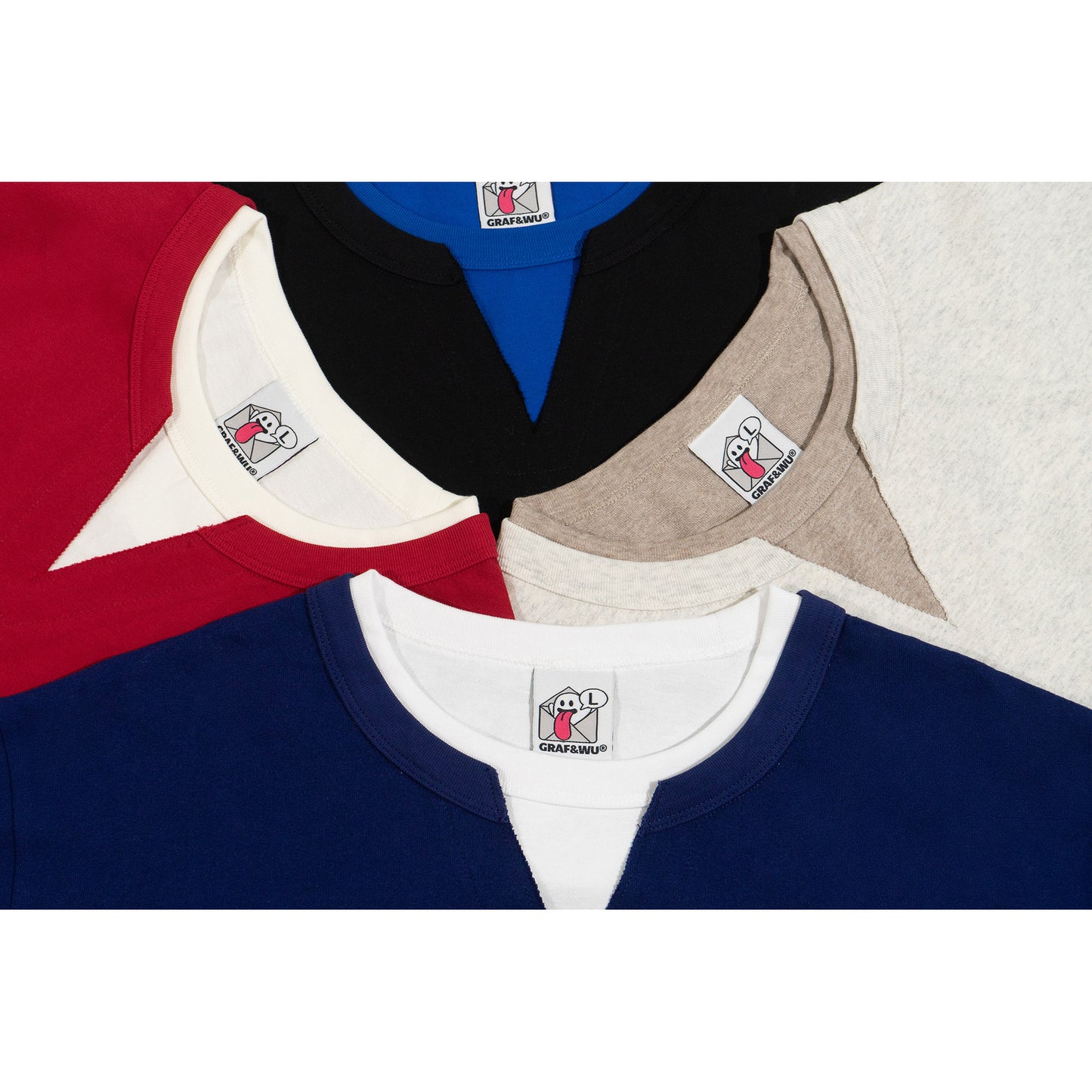 GRAF&WU Vintage Fake Two-Piece Notch Crew Neck T-Shirt