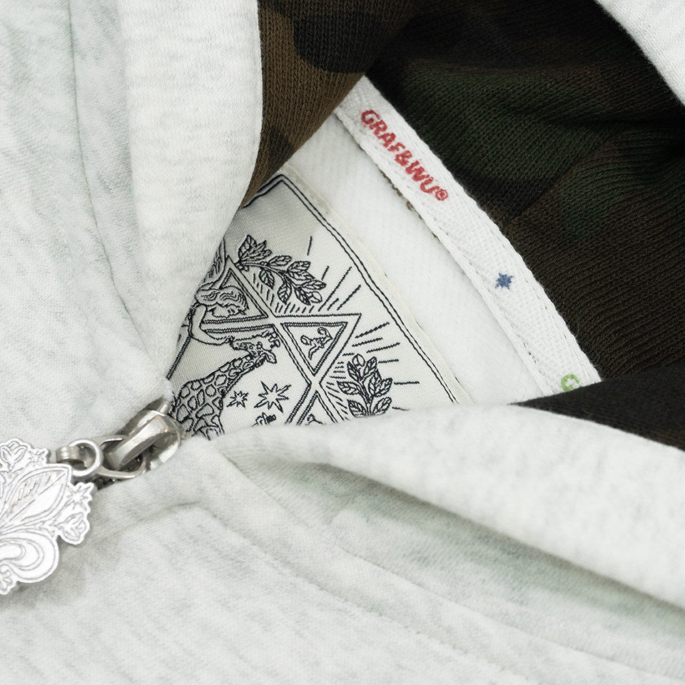 GRAF&WU Camouflage Giraffe Ripped Streetwear Zip-up Hoodie