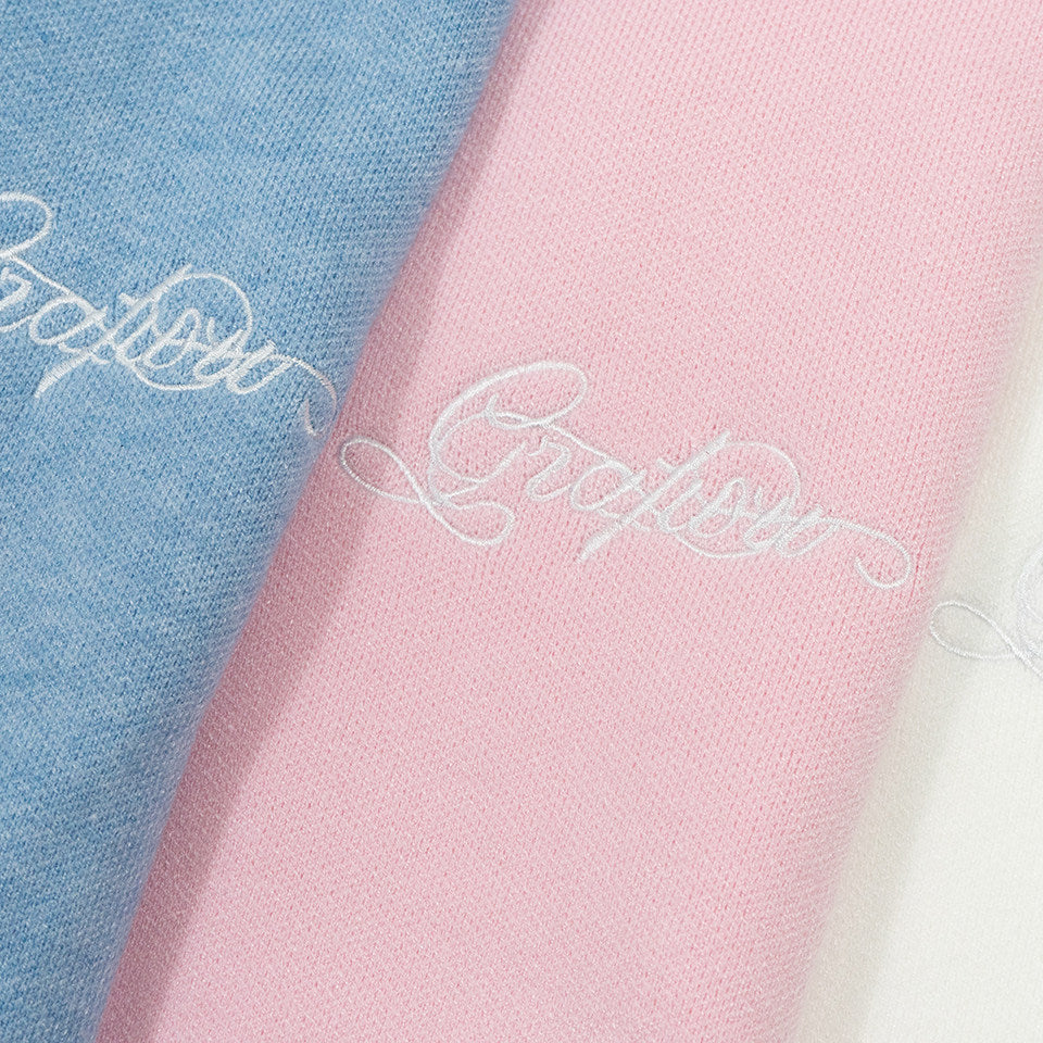 GRAF&WU Letter Embroidery Half-Zip Polo Collar Sweater