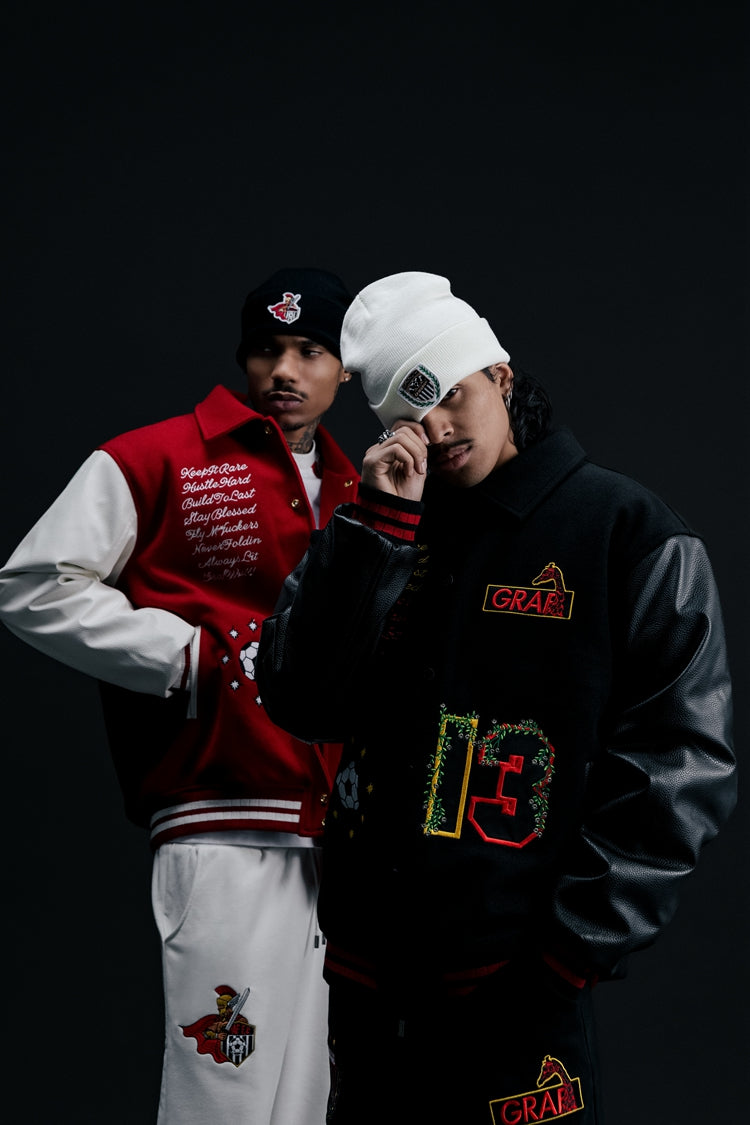 GRAF&WU Blokecore Floral Leather Sleeve Jacket