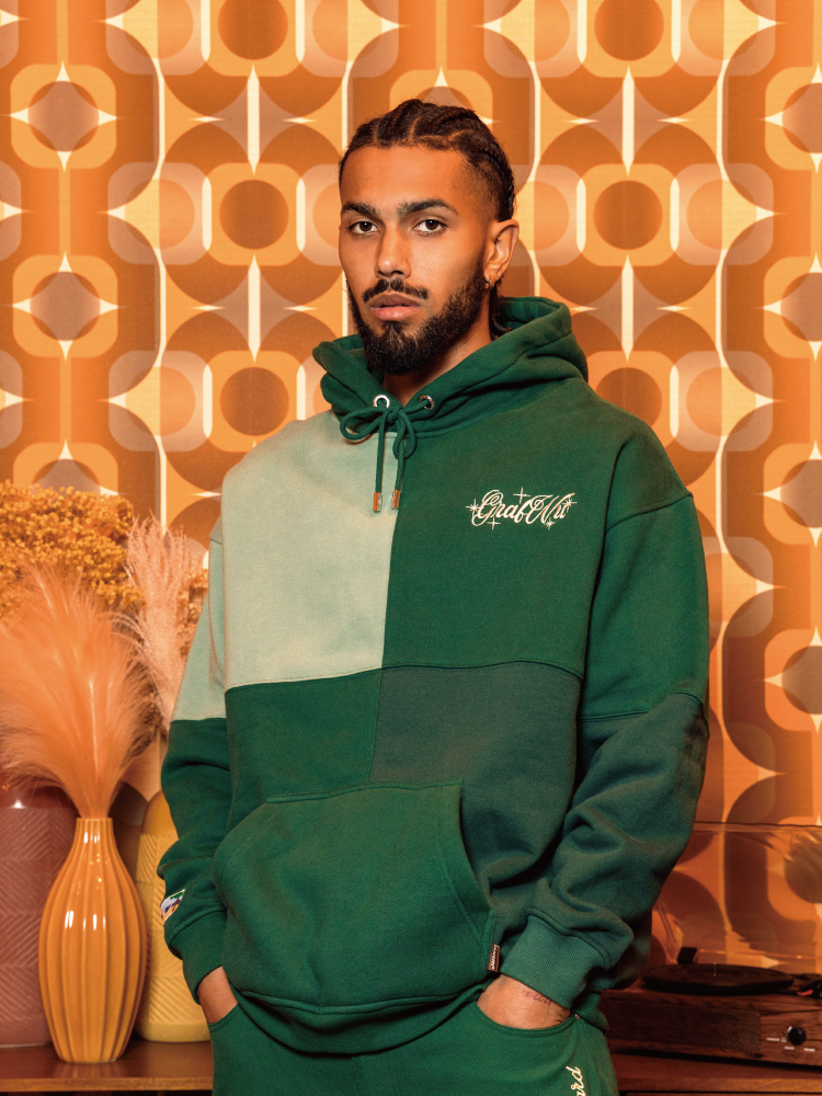 GRAF&WU Letters Embroidered Fashion Design Oversize Fleece Hoodie