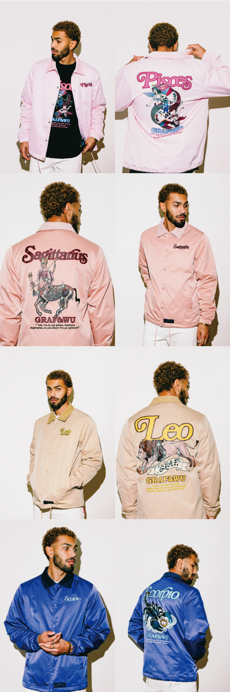 GRAF&WU 12 Signs Hip-hop Lyrics Embroidery Print Windproof Coach Jacket