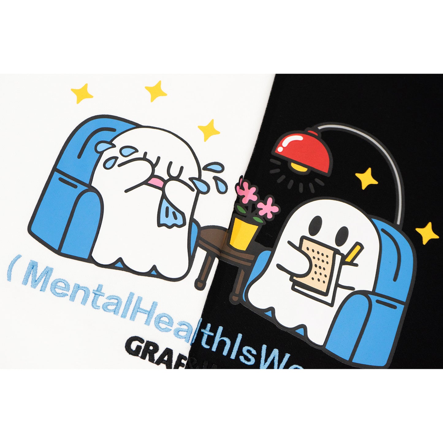 GRAF&WU Hug Feelings Psychological Counseling Cute Ghost T-shirt