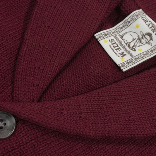 GRAF&WU Embroidered Badge Vintage Shawl Collar Knitted Sweater